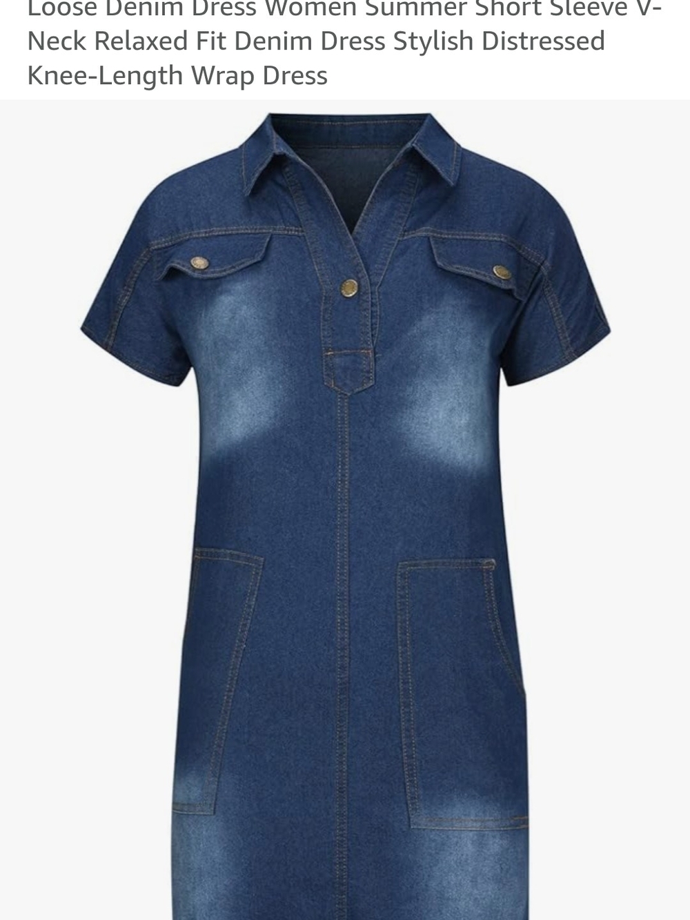 Casual Blue Denim Short-Sleeve Women’s Dress